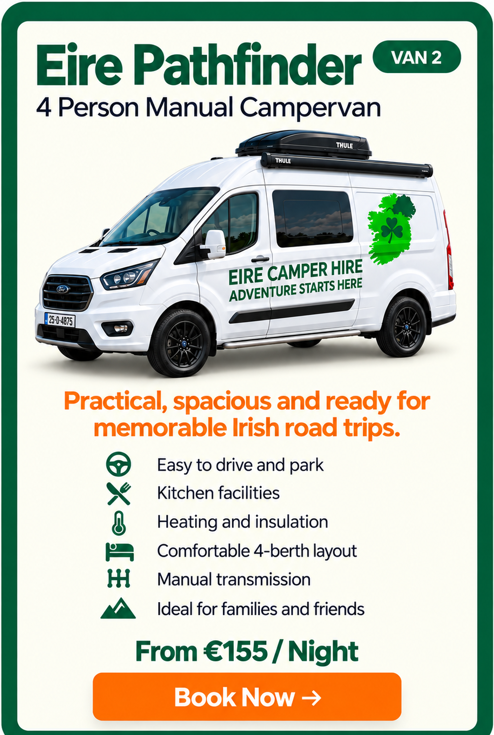 Eire Pathfinder van 2: campervan information and booking card