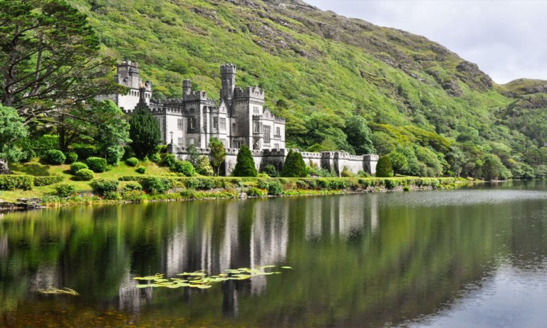 Kylemore Abbey reflected in the lake in Connemara