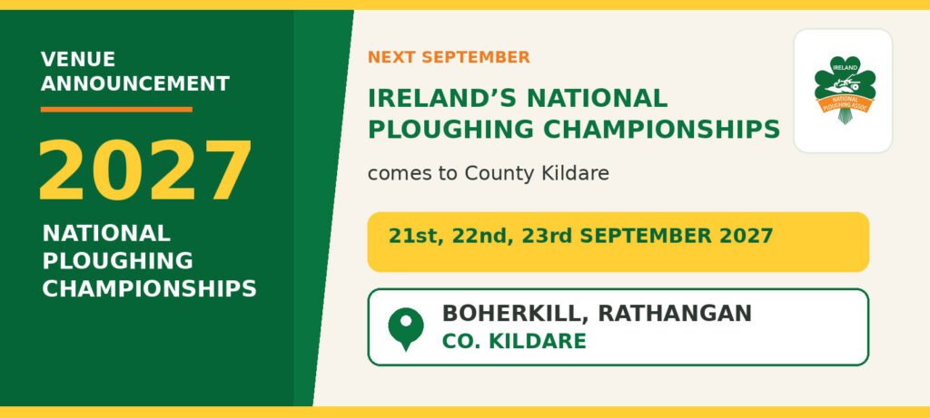 National Ploughing Championships 2027 artwork showing 21–23 September in Rathangan, County Kildare