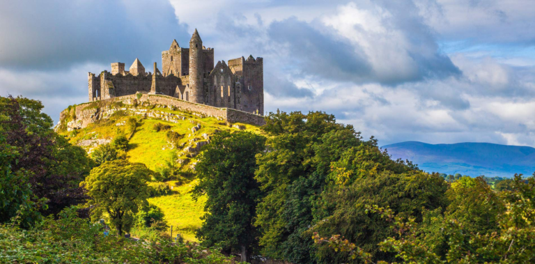 Rock of Cashel above the countryside in County Tipperary