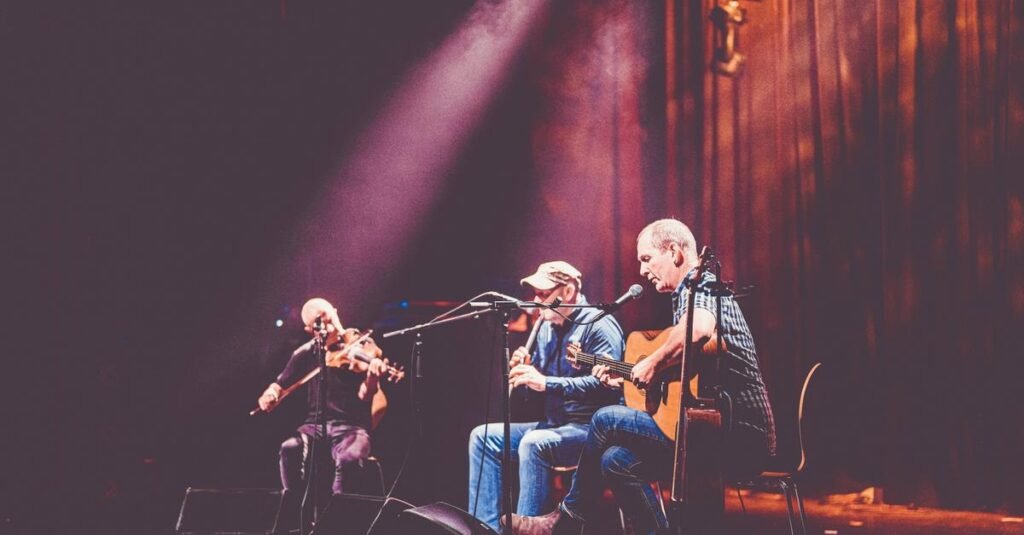 Traditional musicians performing on stage at The Gathering
